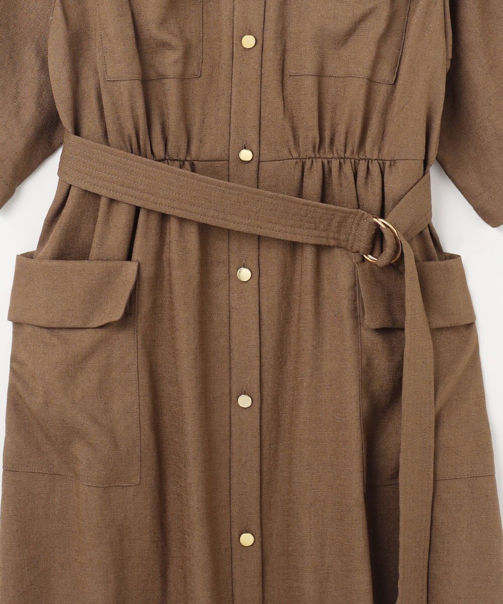 GRACE CONTINENTAL リネンタッチサファリドレス 