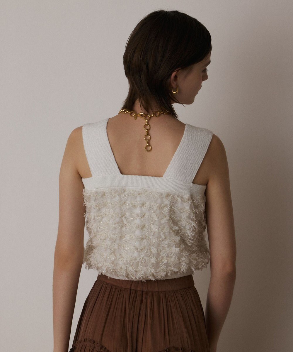 GRACE CONTINENTAL フリンジニットベアトップ 