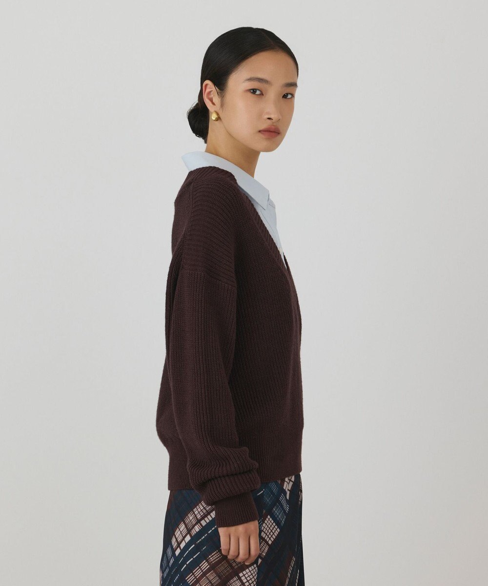GRACE CONTINENTAL シャツカラーニットトップ 