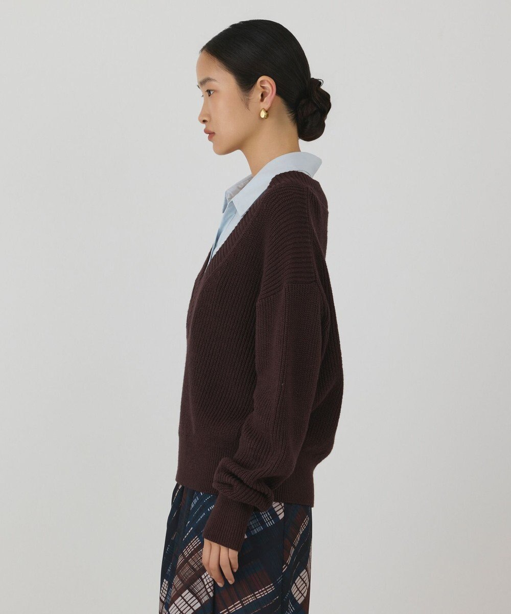 GRACE CONTINENTAL シャツカラーニットトップ 