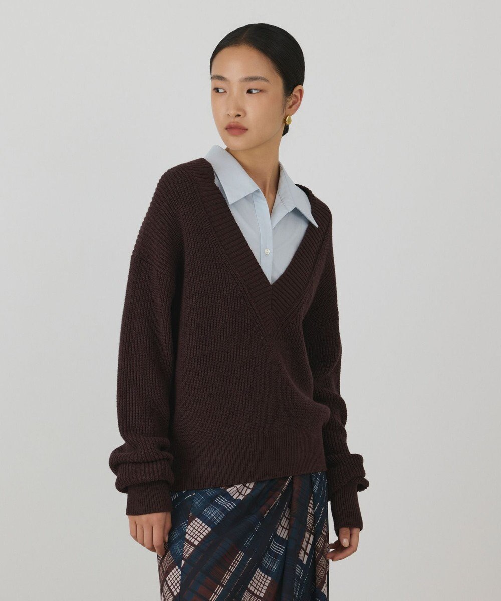 GRACE CONTINENTAL シャツカラーニットトップ 