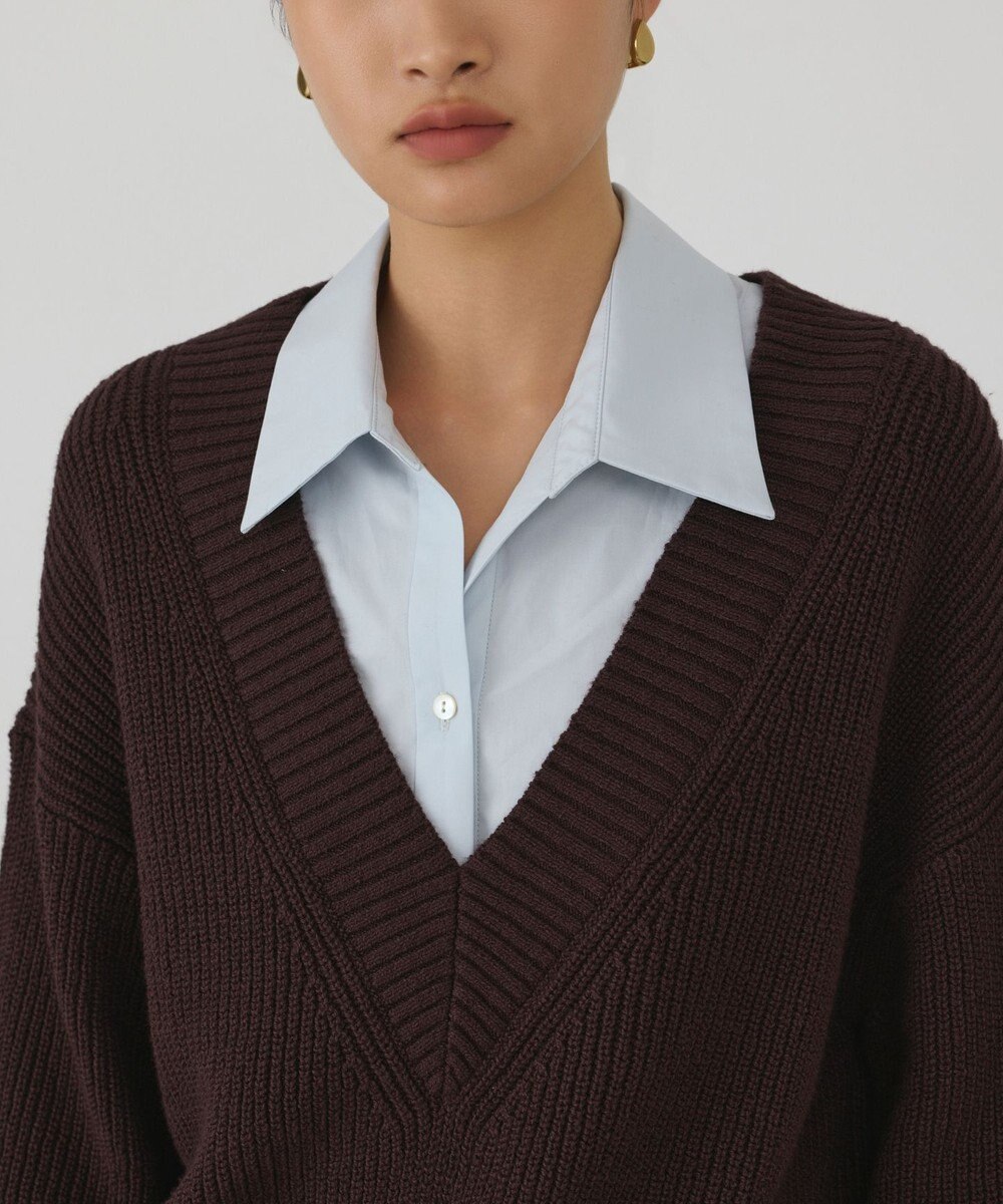 GRACE CONTINENTAL シャツカラーニットトップ 