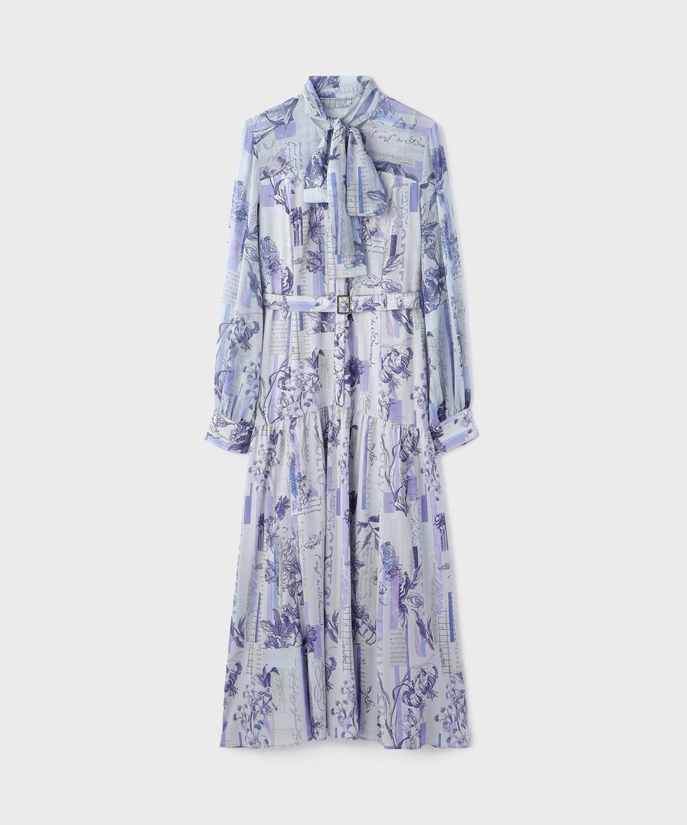 GRACE CONTINENTAL ロゴフラワ－プリントボウタイワンピース 