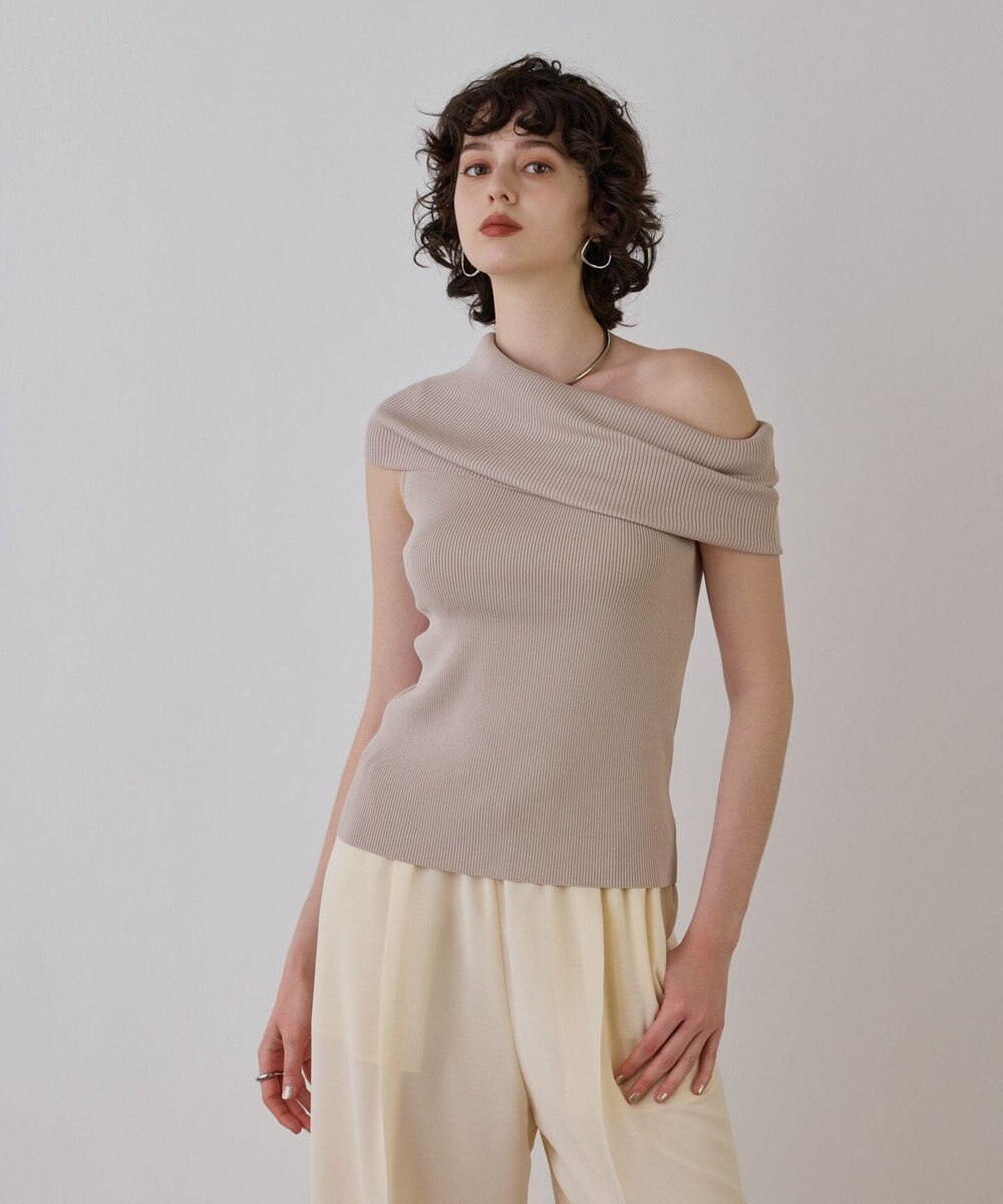 GRACE CONTINENTAL オフショルリブニットトップ