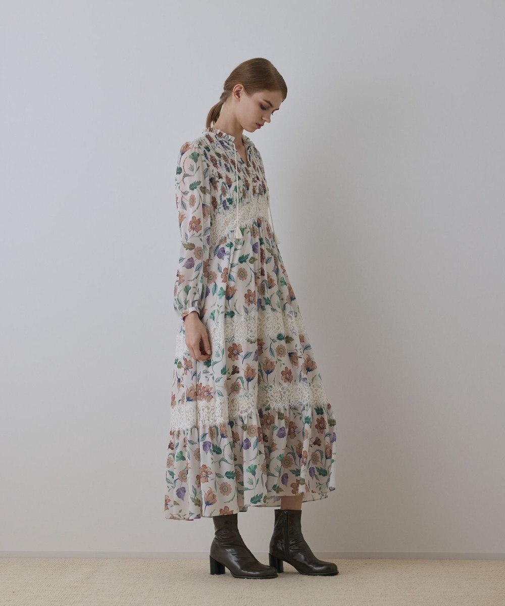 GRACE CONTINENTAL サラサプリントティアードワンピース 