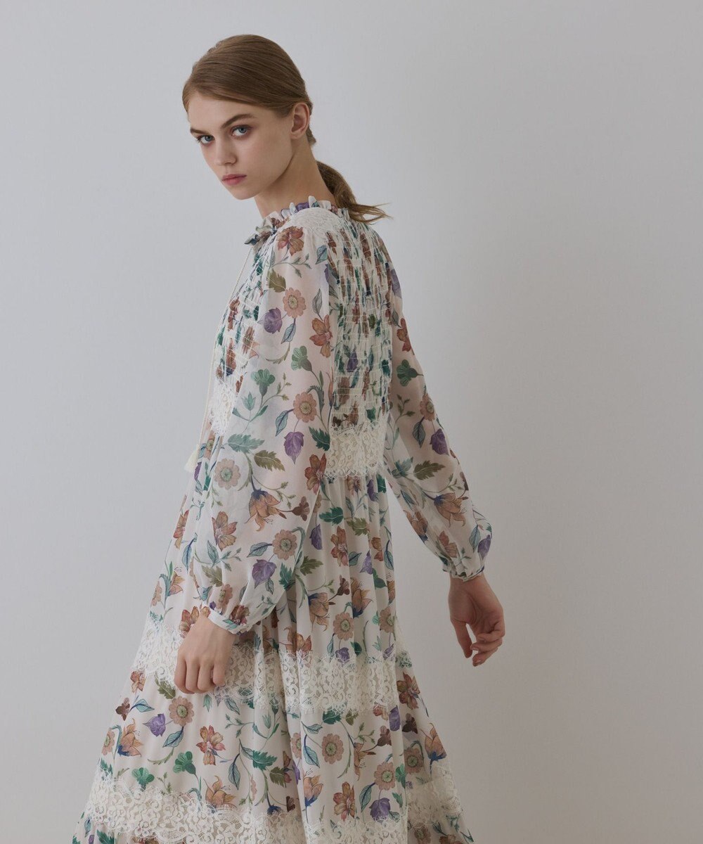 GRACE CONTINENTAL サラサプリントティアードワンピース 