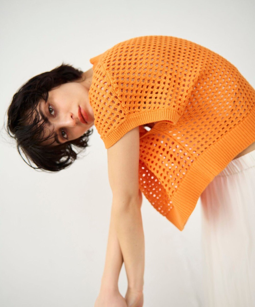 GRACE CONTINENTAL メッシュルーズニットトップ 