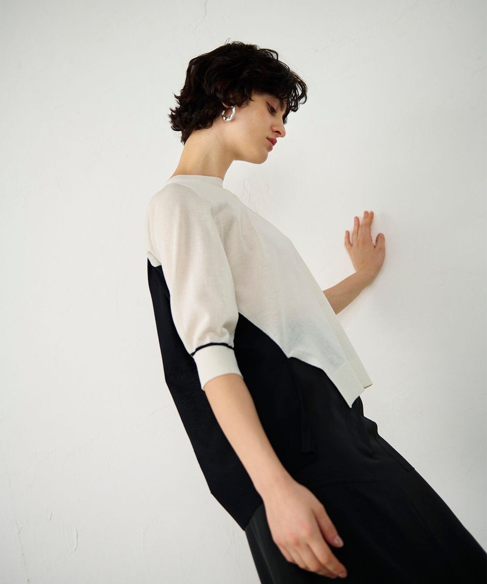 GRACE CONTINENTAL バイカラークルーニットトップ 