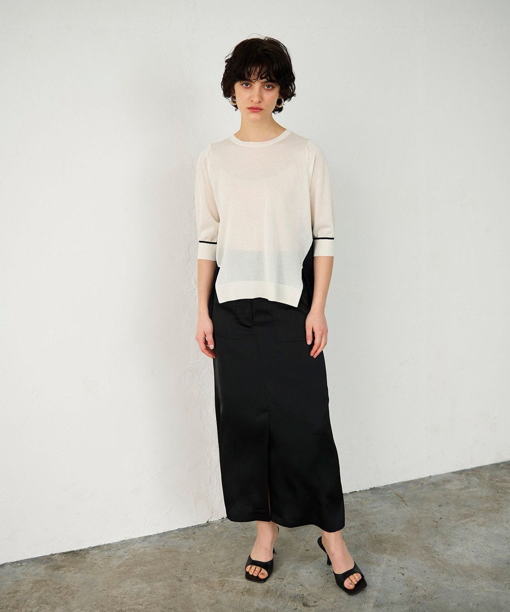 GRACE CONTINENTAL バイカラークルーニットトップ