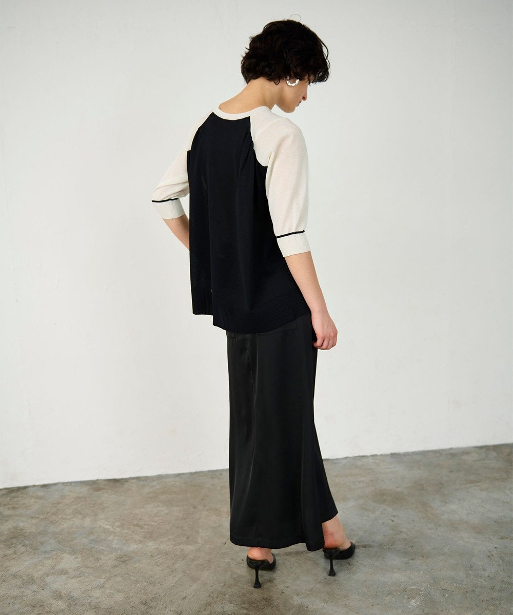 GRACE CONTINENTAL バイカラークルーニットトップ