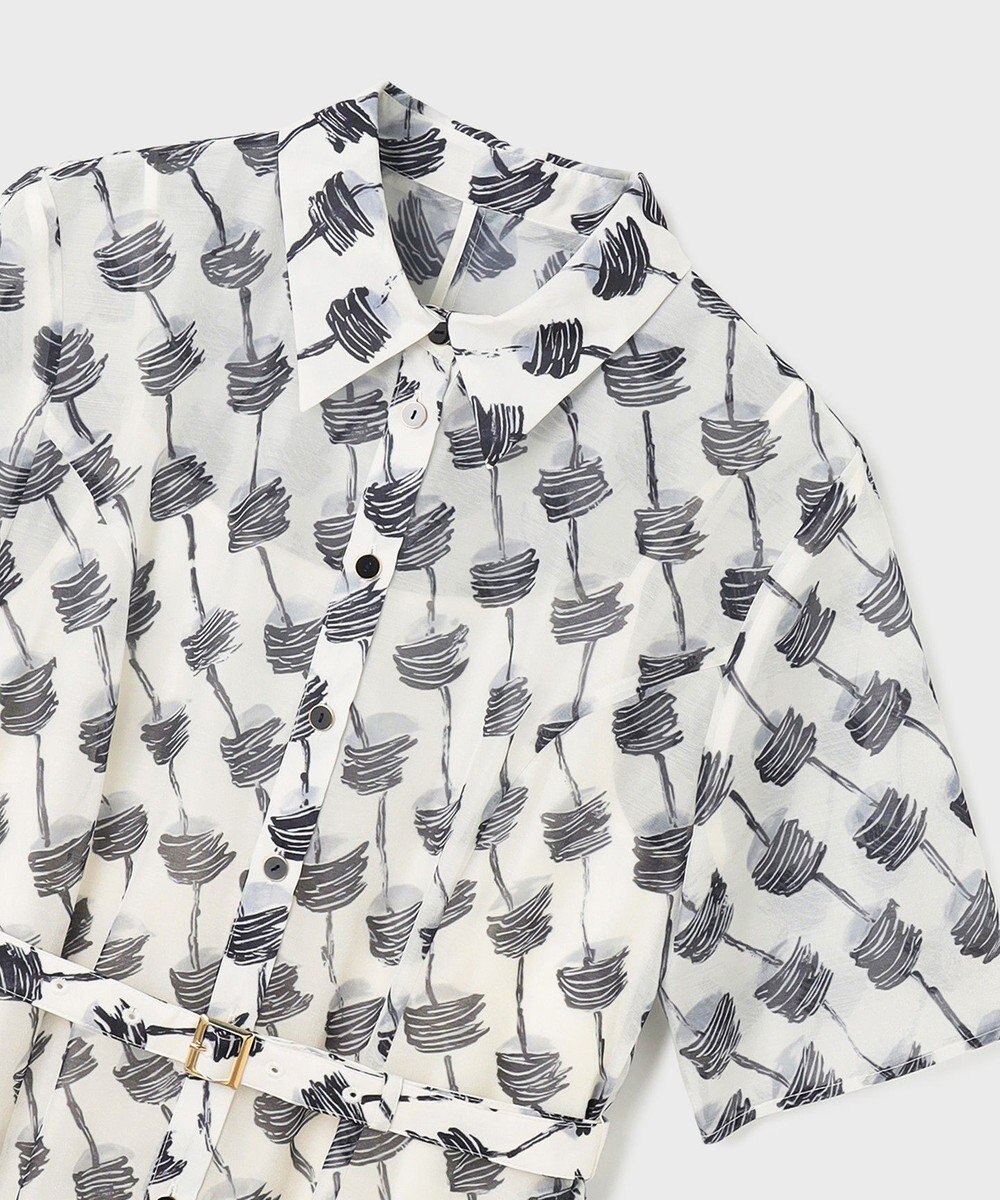 GRACE CONTINENTAL ドローイングプリントワンピース 