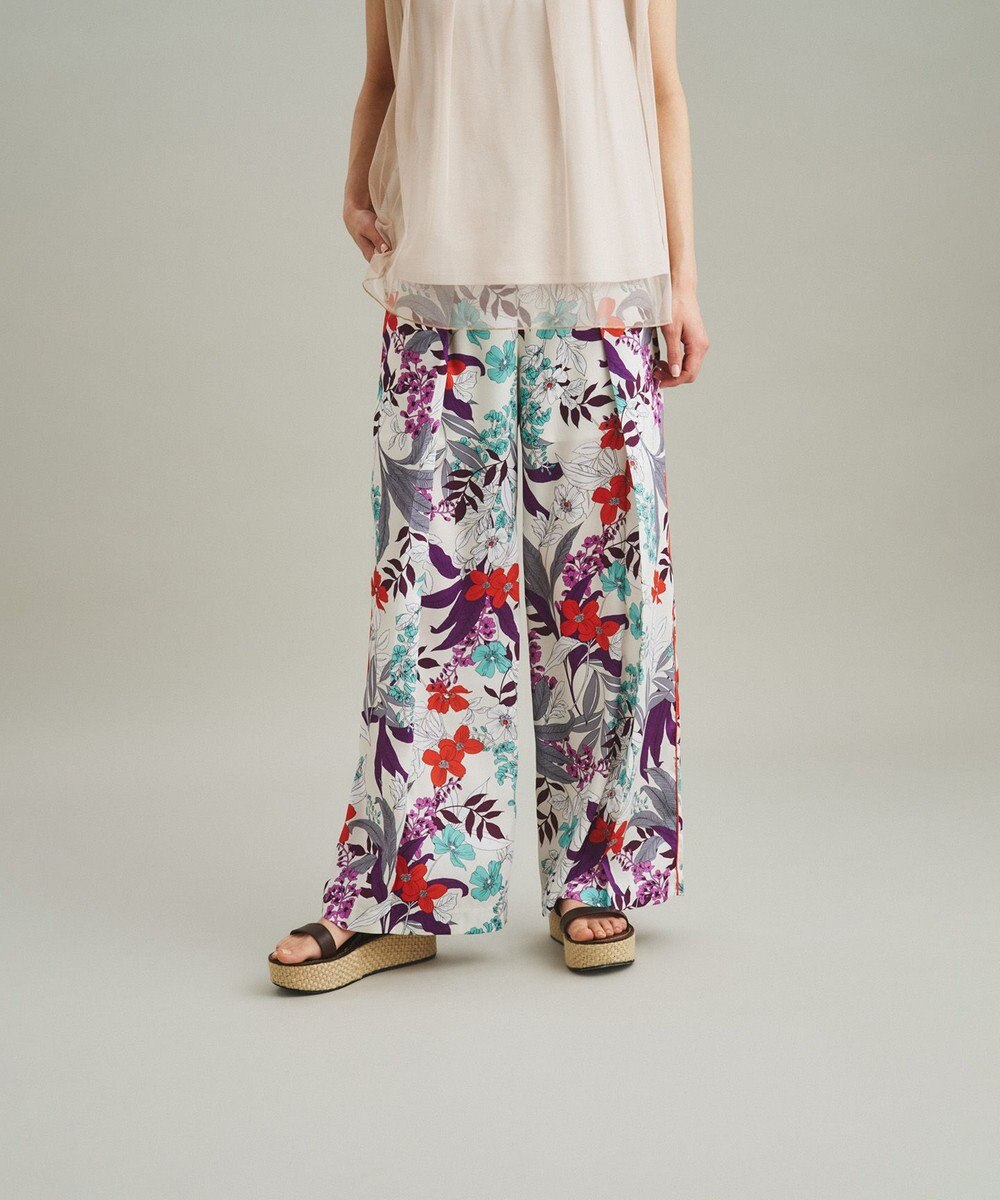 GRACE CONTINENTAL ボタニカルプリントワイドパンツ 