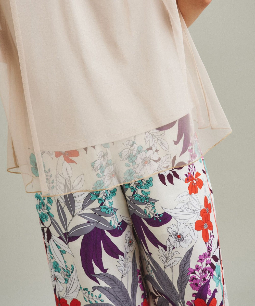 GRACE CONTINENTAL ボタニカルプリントワイドパンツ 