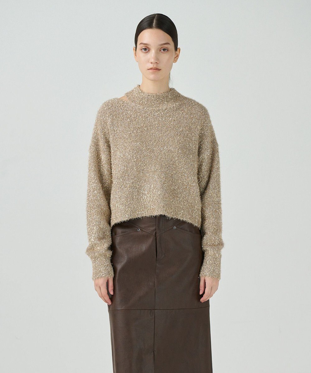 GRACE CONTINENTAL ラメフェザーニットトップ