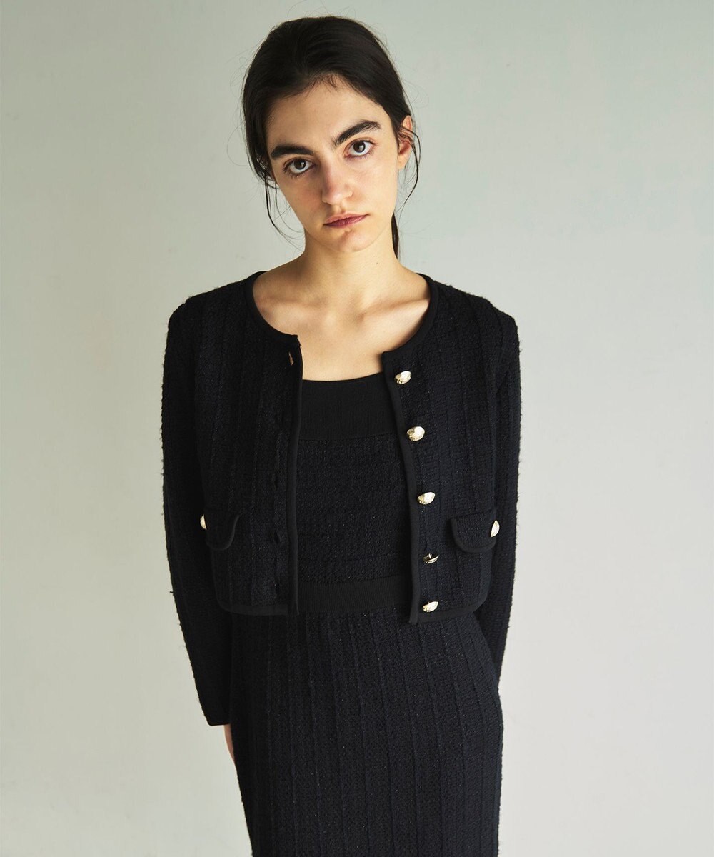 GRACE CONTINENTAL ツイードショートニットカーディガン