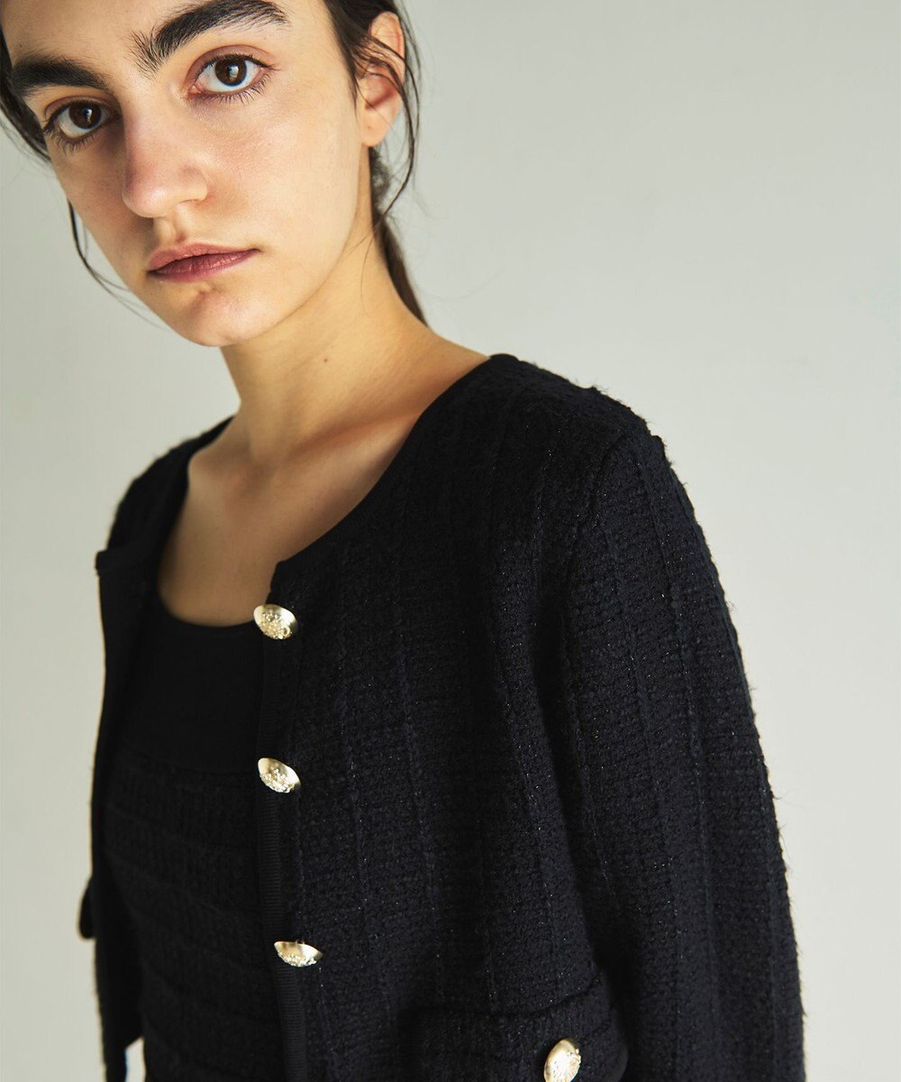 GRACE CONTINENTAL ツイードショートニットカーディガン 