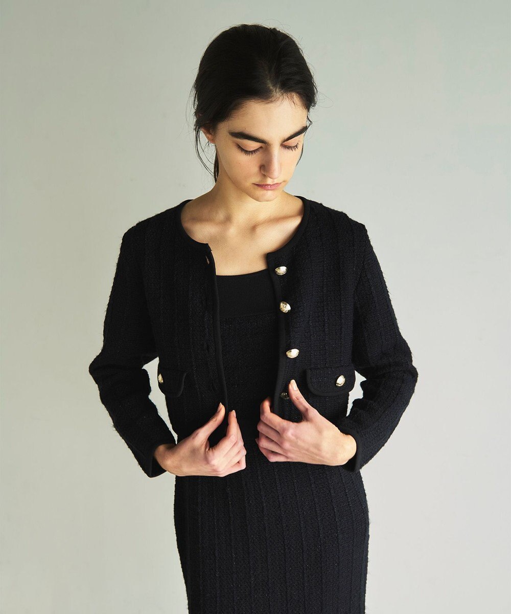 GRACE CONTINENTAL ツイードショートニットカーディガン