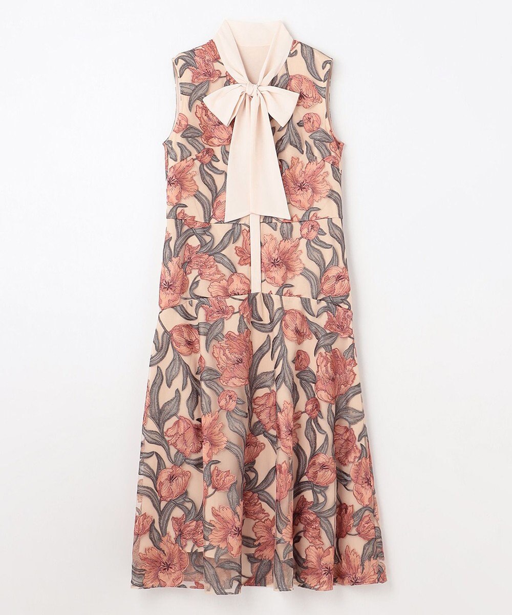 GRACE CONTINENTAL フラワー刺繍ミディドレス 