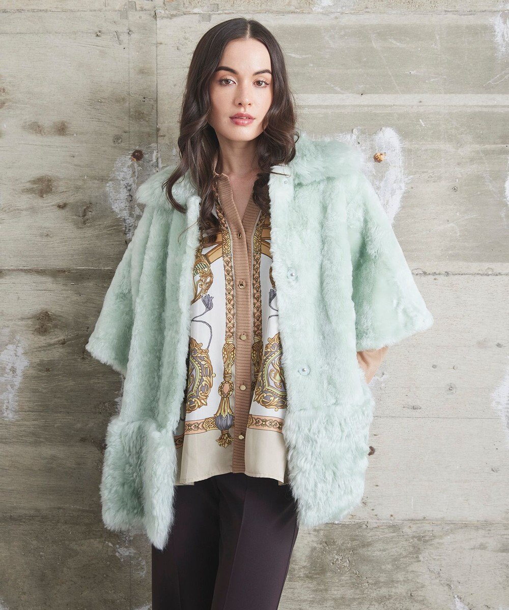 GRACE CONTINENTAL ムートンポンチョコート 