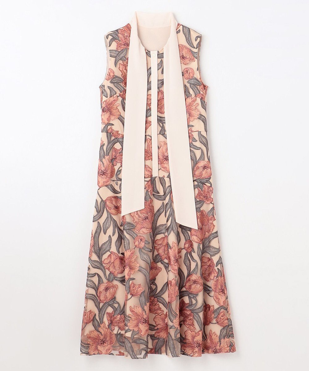 GRACE CONTINENTAL フラワー刺繍ミディドレス 