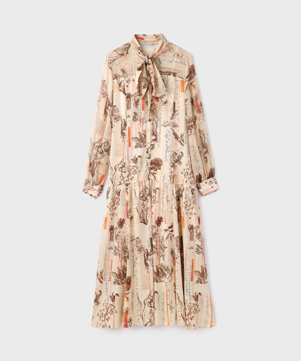 GRACE CONTINENTAL ロゴフラワ－プリントボウタイワンピース 