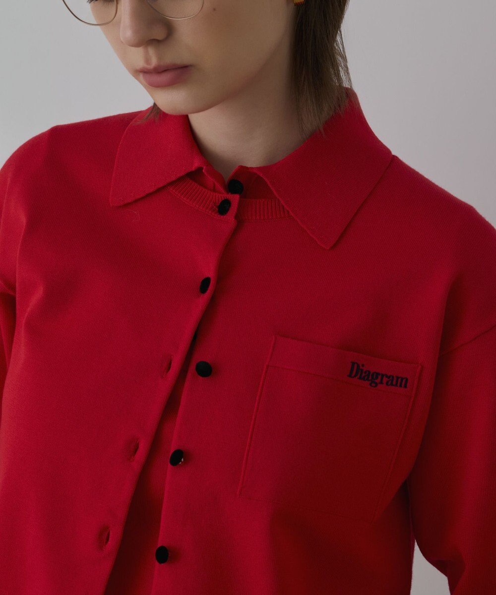 GRACE CONTINENTAL バイカラーロゴニットカーディガン 