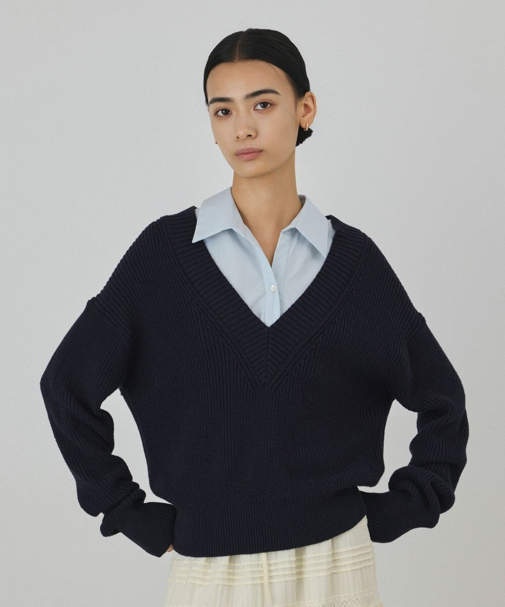 GRACE CONTINENTAL シャツカラーニットトップ 