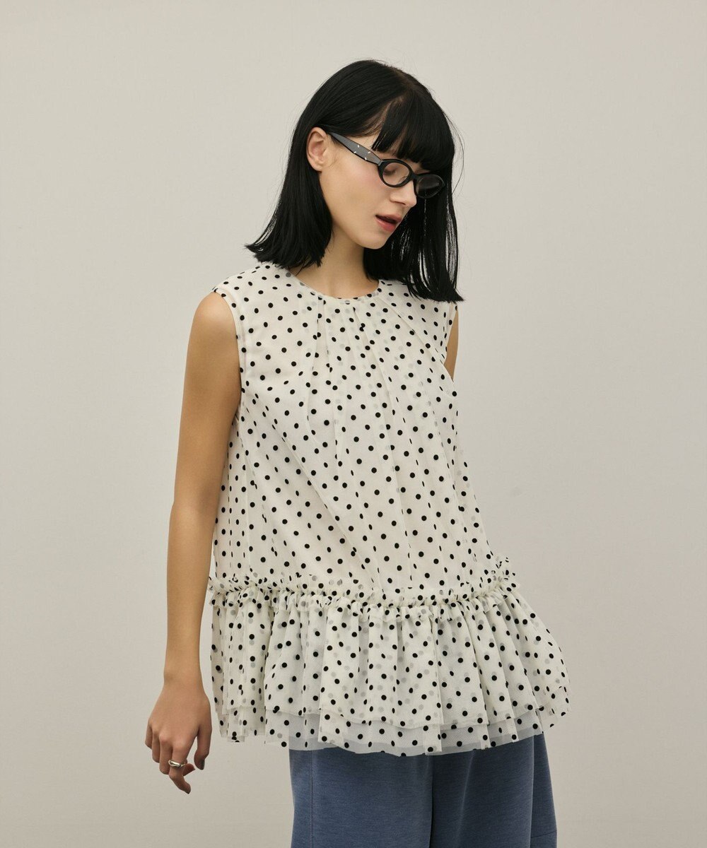 GRACE CONTINENTAL チュールティアードブラウス 