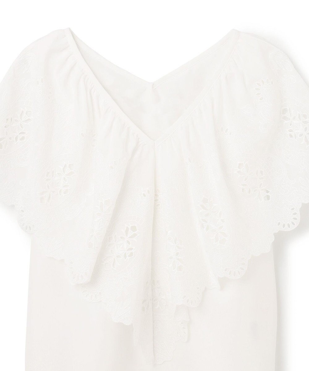 GRACE CONTINENTAL 刺繍ラッフルカラーノースリーブ トップ 