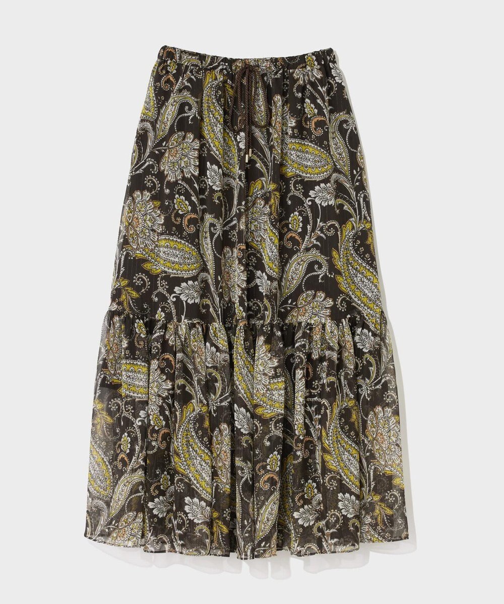 GRACE CONTINENTAL ラメストライププリントスカート 