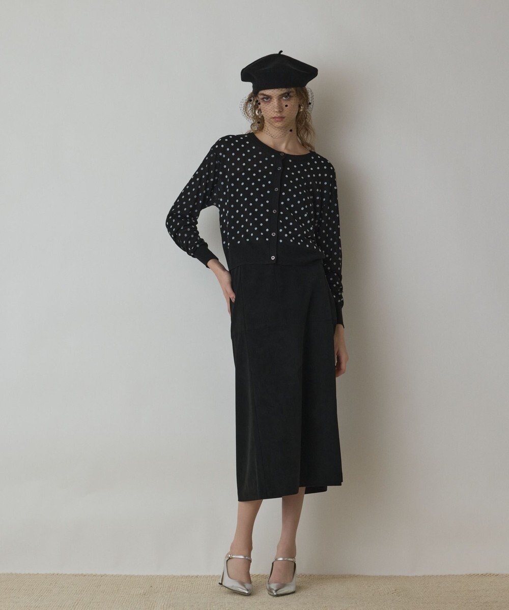 GRACE CONTINENTAL ドットフロッキーニットカーディガン 