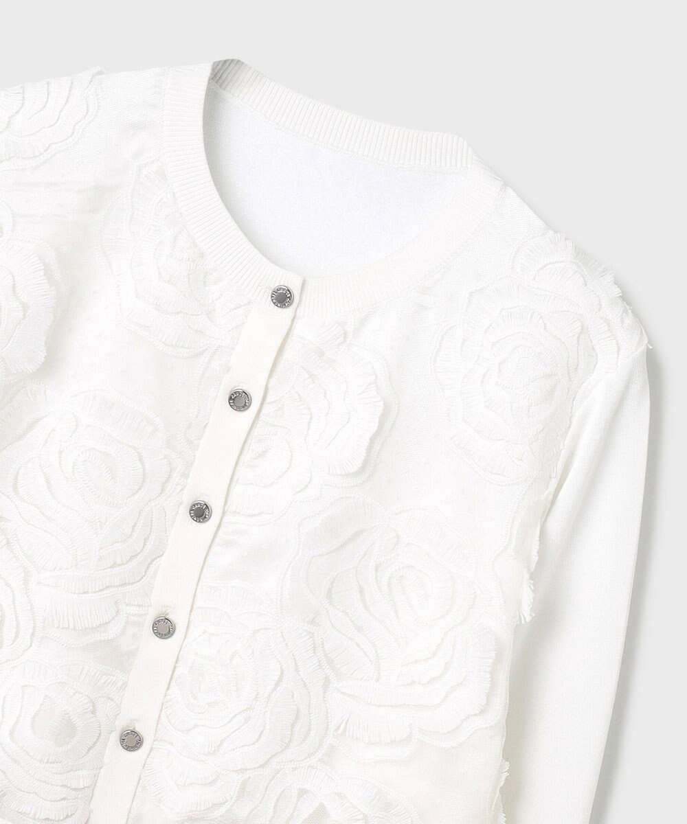 GRACE CONTINENTAL ローズ刺繍ニットカーディガン 