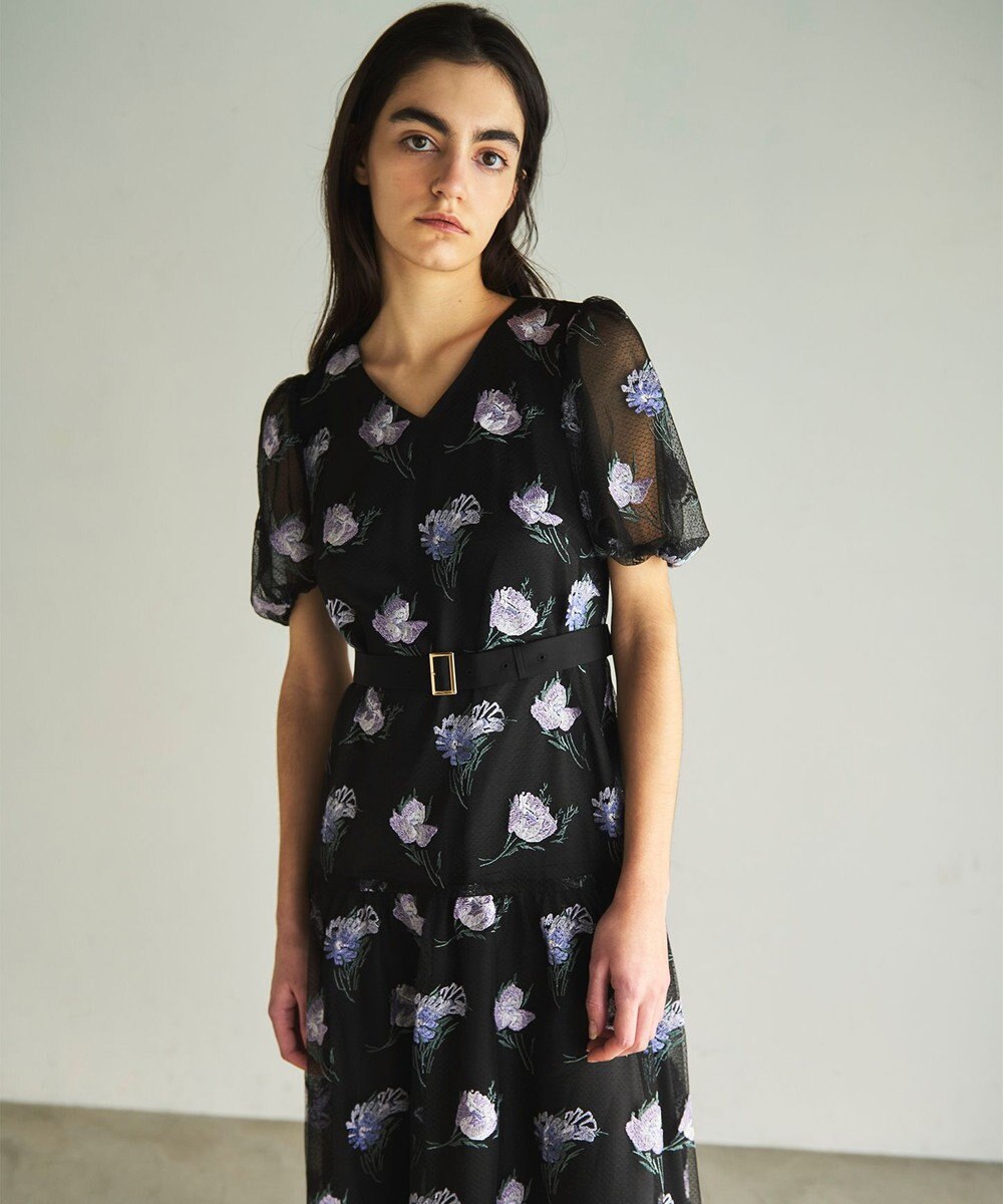 GRACE CONTINENTAL レトロフラワー刺繍ワンピース