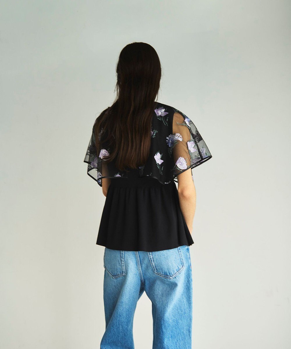 GRACE CONTINENTAL 刺繍ケープニットトップ 