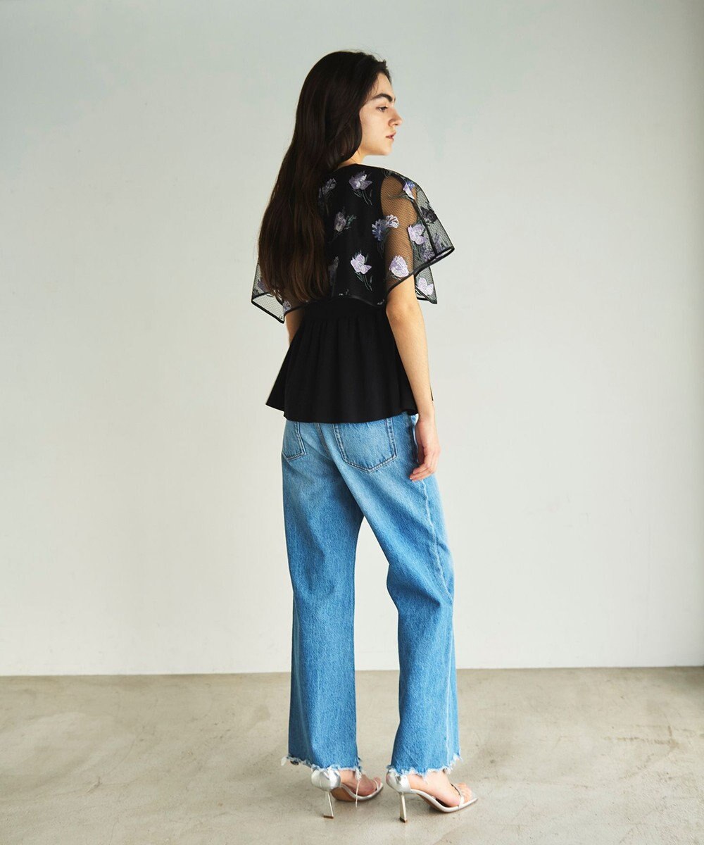 GRACE CONTINENTAL 刺繍ケープニットトップ 