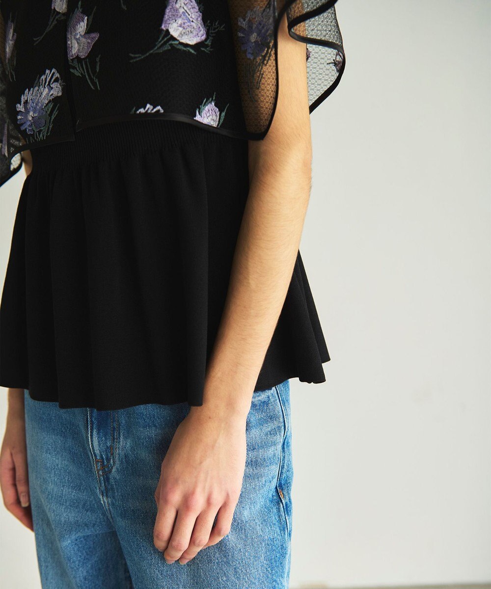 GRACE CONTINENTAL 刺繍ケープニットトップ 