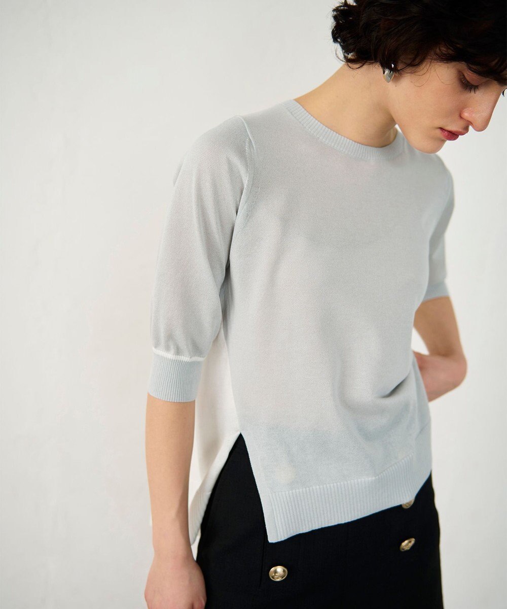 GRACE CONTINENTAL バイカラークルーニットトップ