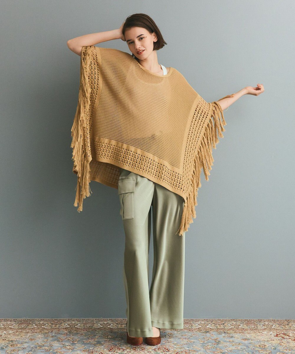 GRACE CONTINENTAL ニットフリンジケープ 