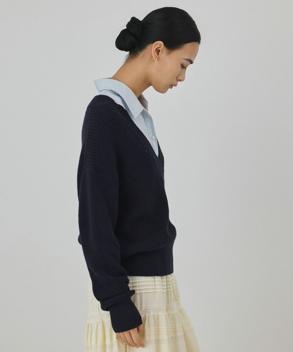 GRACE CONTINENTAL シャツカラーニットトップ 