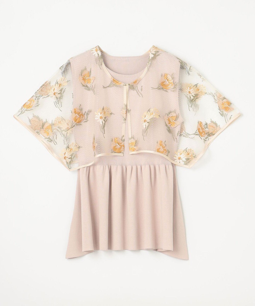 GRACE CONTINENTAL 刺繍ケープニットトップ 