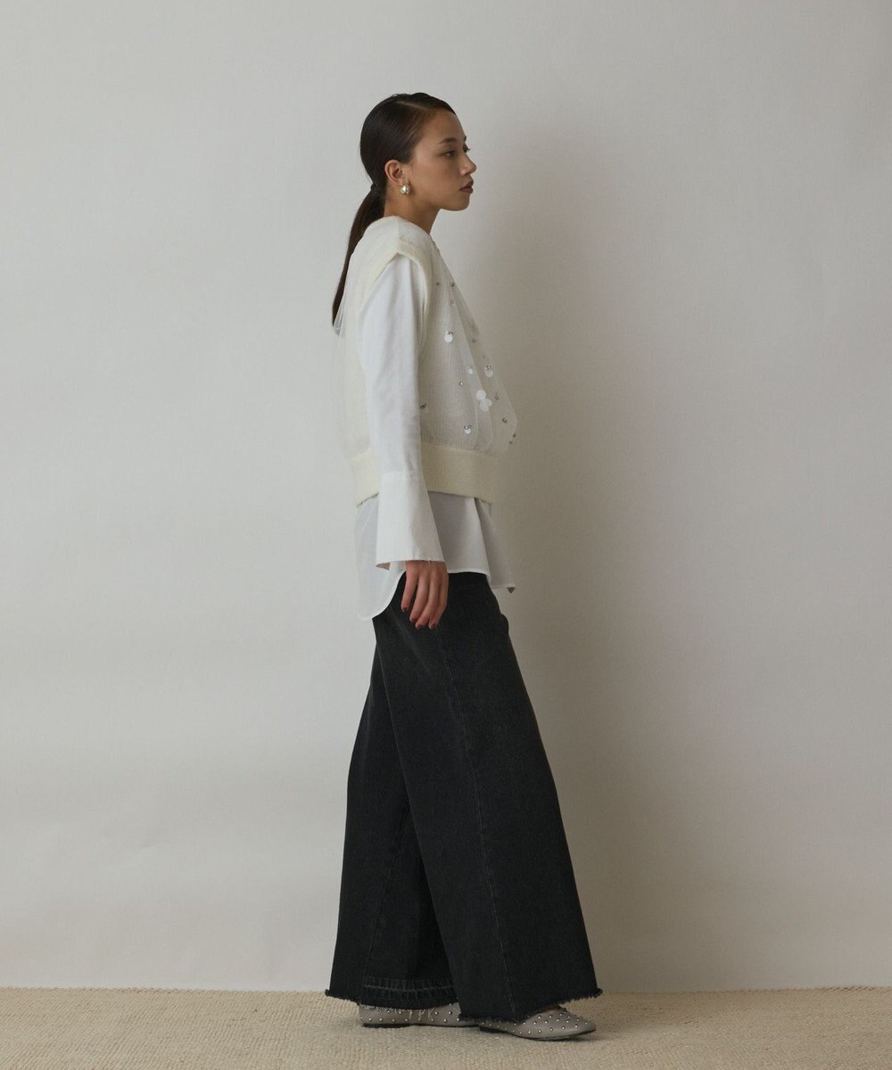 GRACE CONTINENTAL チュール刺繍ニットトップ 