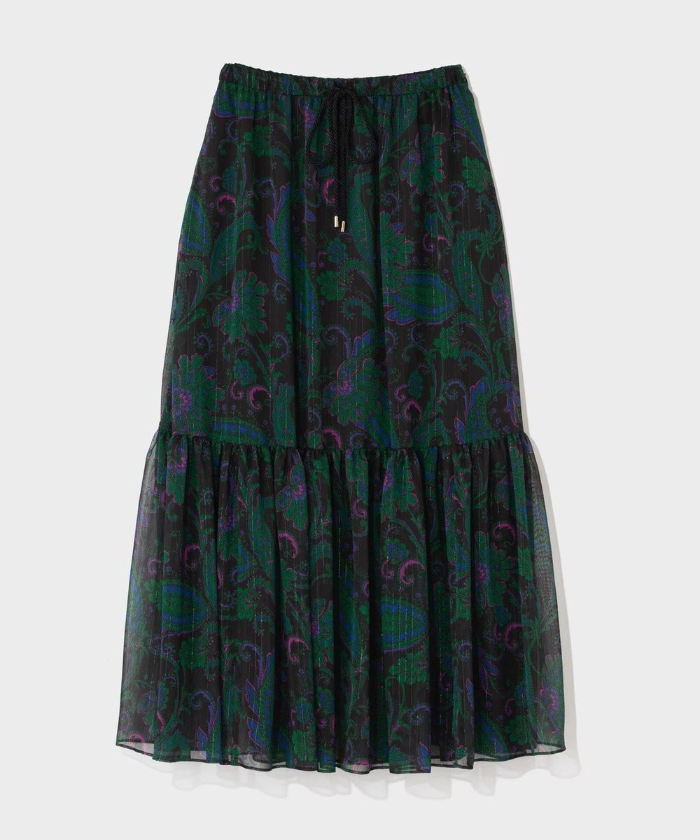 GRACE CONTINENTAL ラメストライププリントスカート 