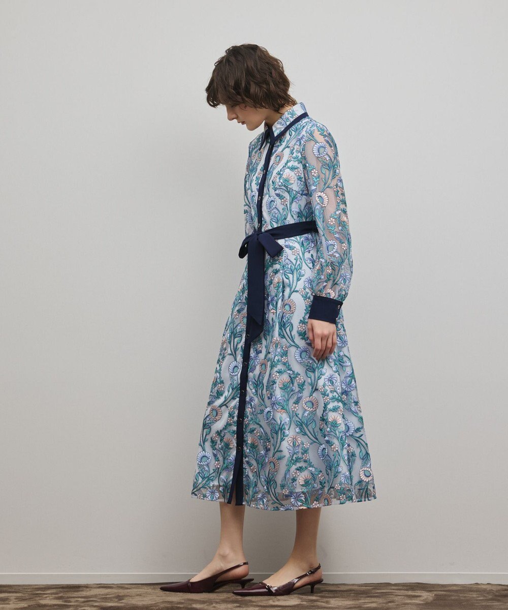 GRACE CONTINENTAL マルチフラワー刺繍フレアワンピース 