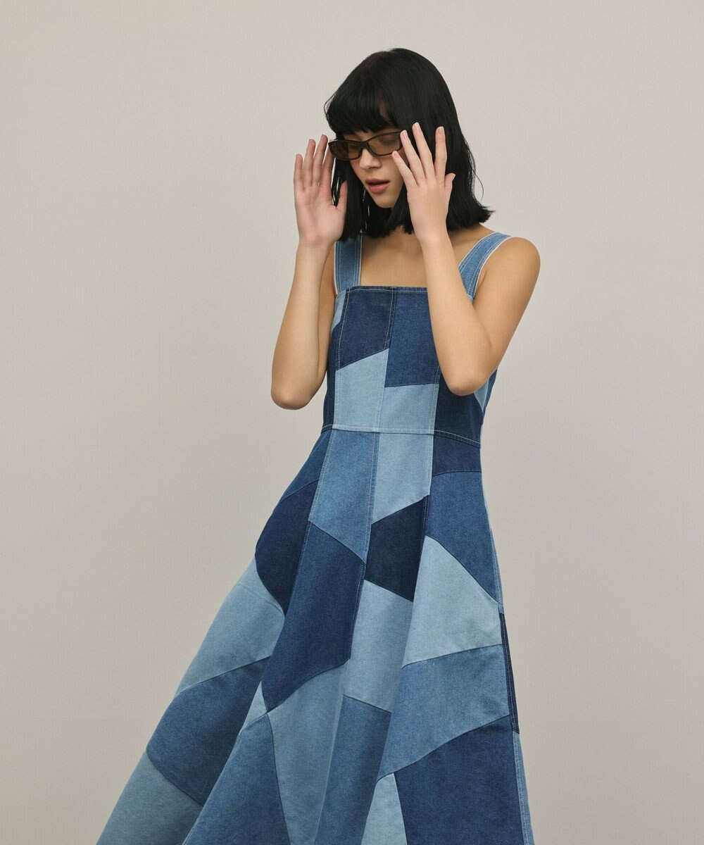 GRACE CONTINENTAL パッチワークデニムワンピース 