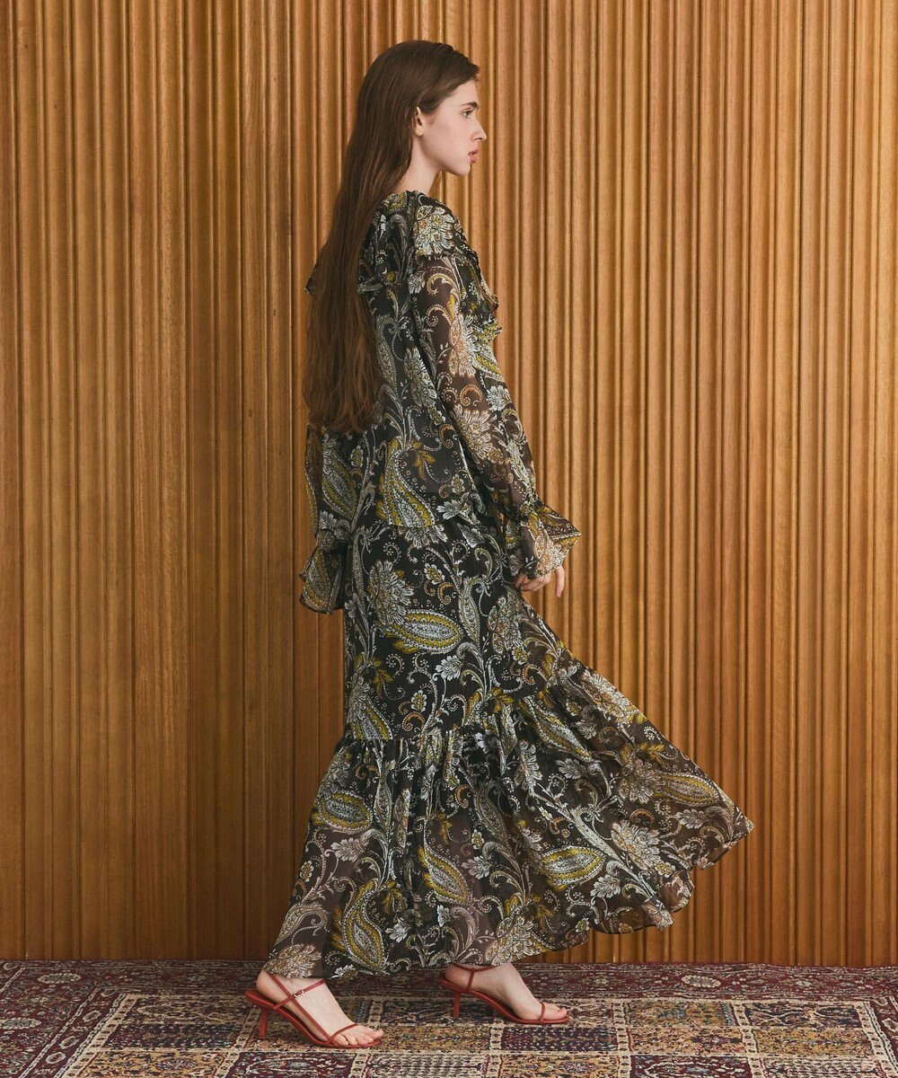 GRACE CONTINENTAL ラメストライププリントブラウス 