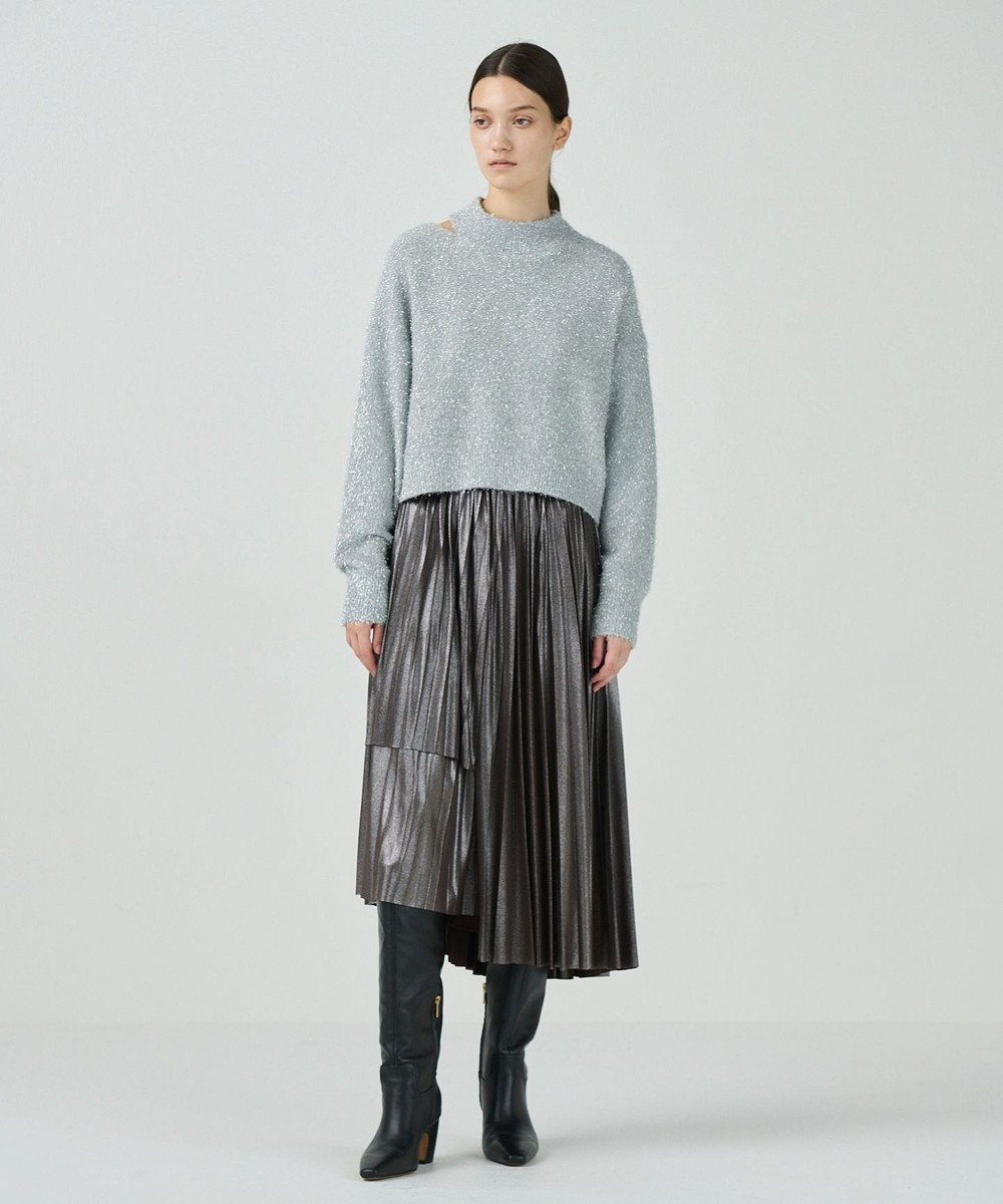 GRACE CONTINENTAL ラメフェザーニットトップ