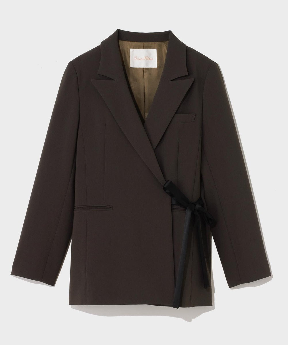 GRACE CONTINENTAL サテンボウ付テーラードジャケット 