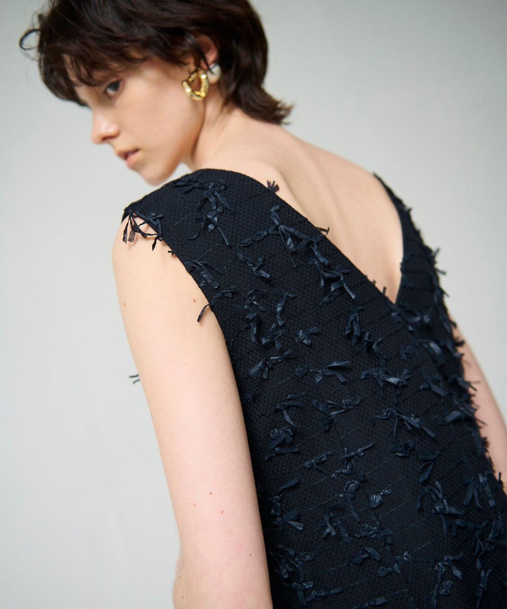 GRACE CONTINENTAL リボンヤーンジレドレス 