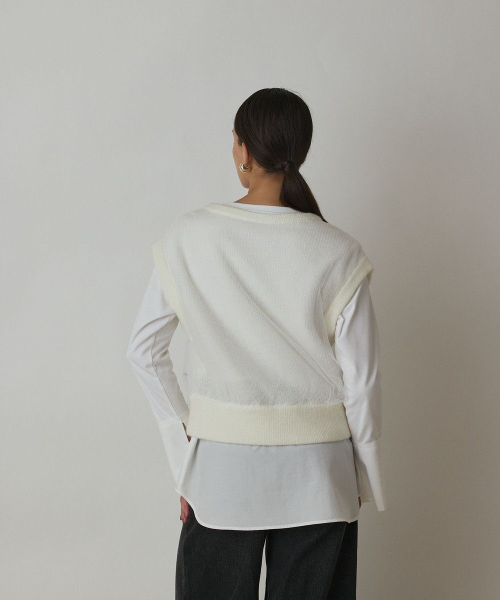 GRACE CONTINENTAL チュール刺繍ニットトップ 