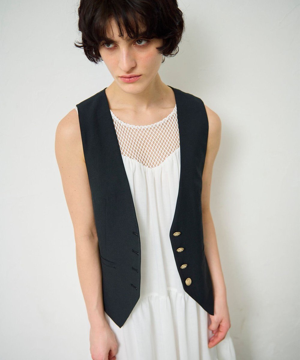 GRACE CONTINENTAL リネン混ツイルジレ 